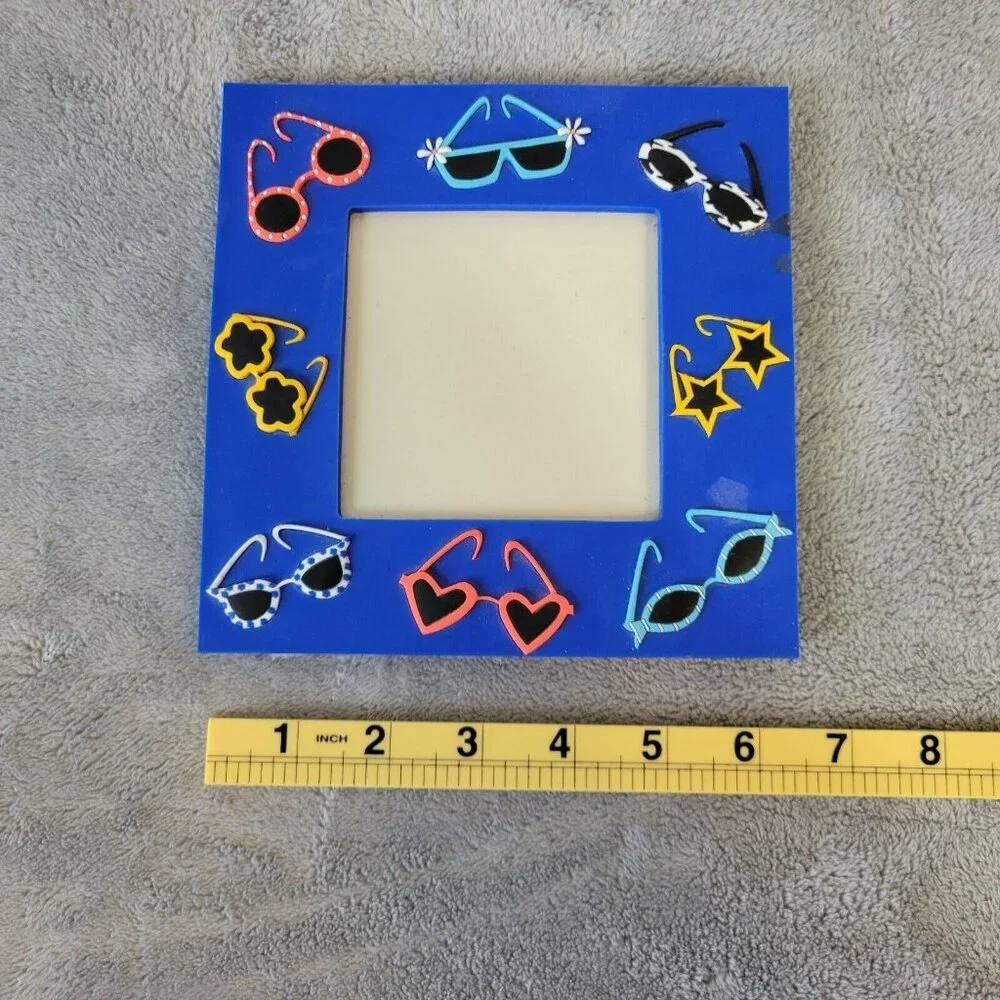 Blue Patterned 3D Photo Frame 3.5x3.5 Square Picture Frame Summer Decor S74E